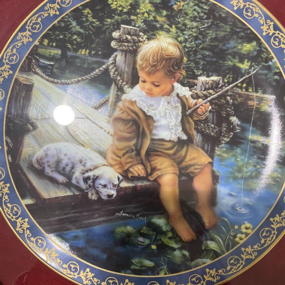 gone Fishing" Collectors Plate By Sandra Kuck 1996 Limited Edition